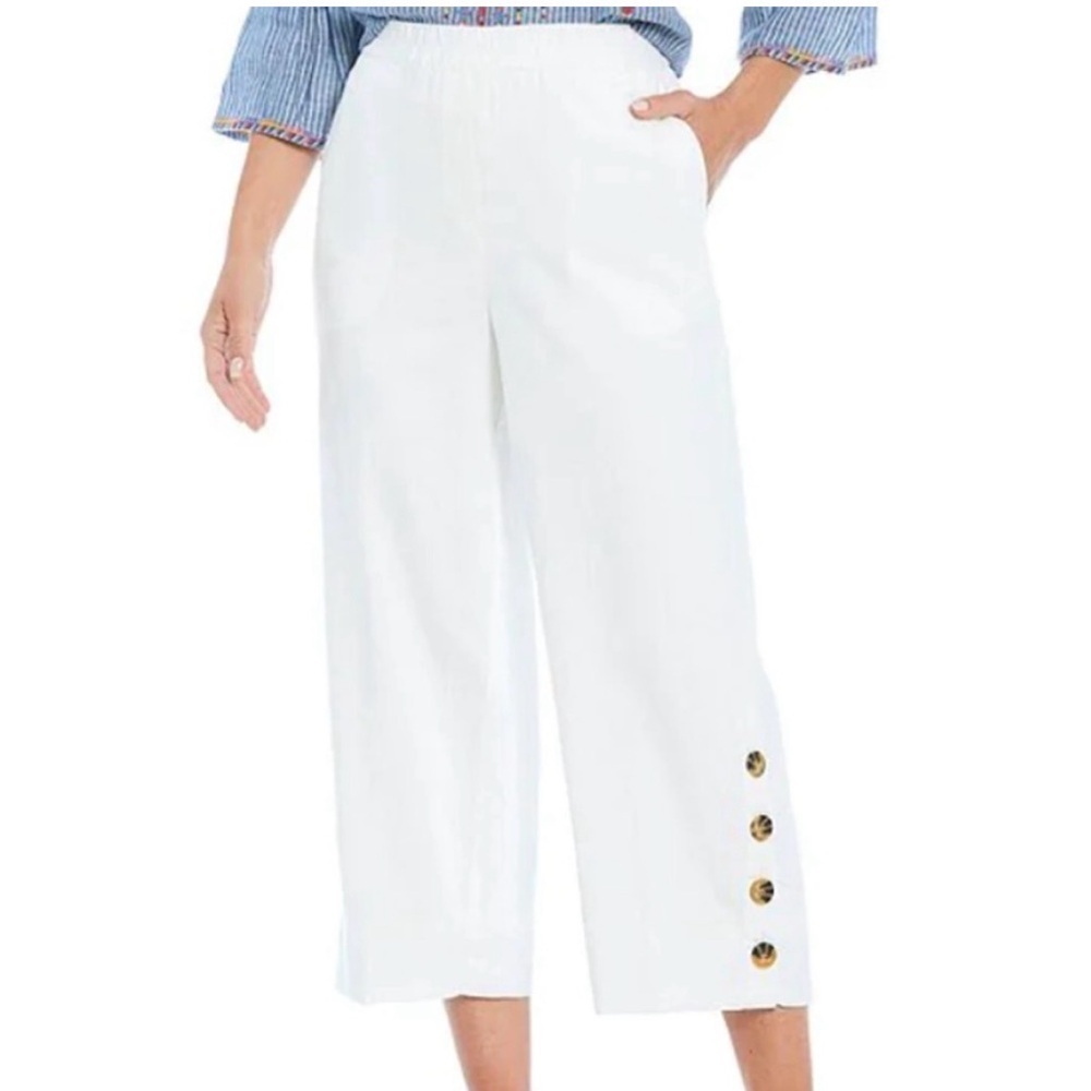 JOHN MARK linen blend wide leg pants size small minimalist lagenlook coastal - Picture 1 of 7